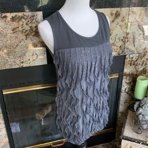 J.T.B cascade ruffle Gray embellished Tank top